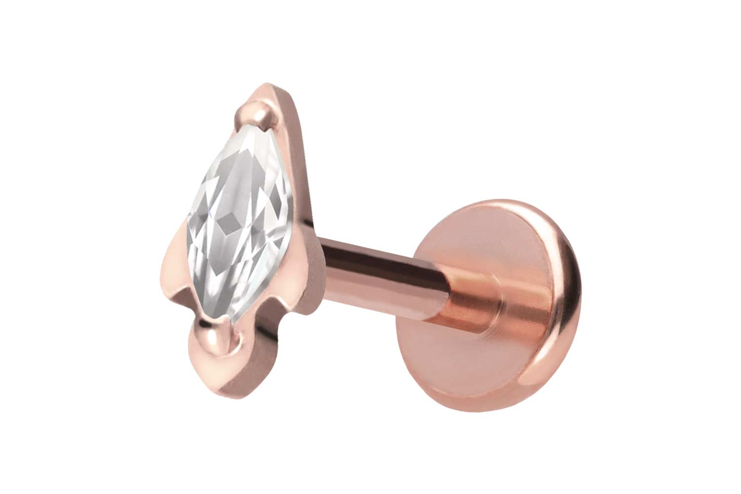 Titan Labret Piercing mit Push Fit KRISTALLRAKETE